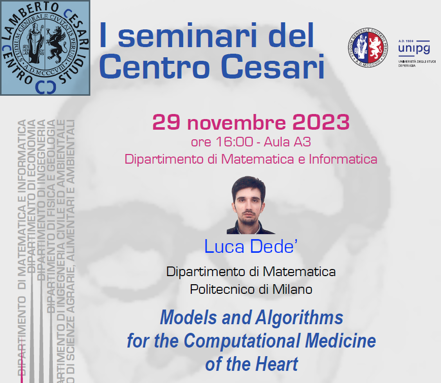 "Models and Algorithms for the Computational Medicine of the Heart" - Seminario