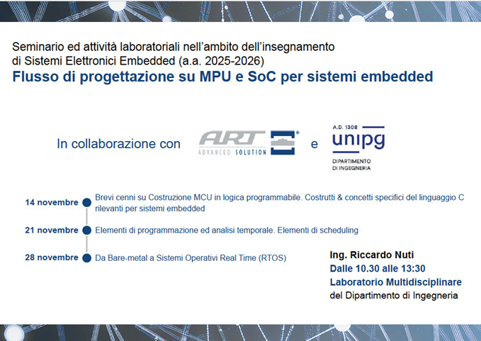 Flusso di progettazione su MPU e SoC-per sistemi embedded - Ciclo di lezioni/seminario