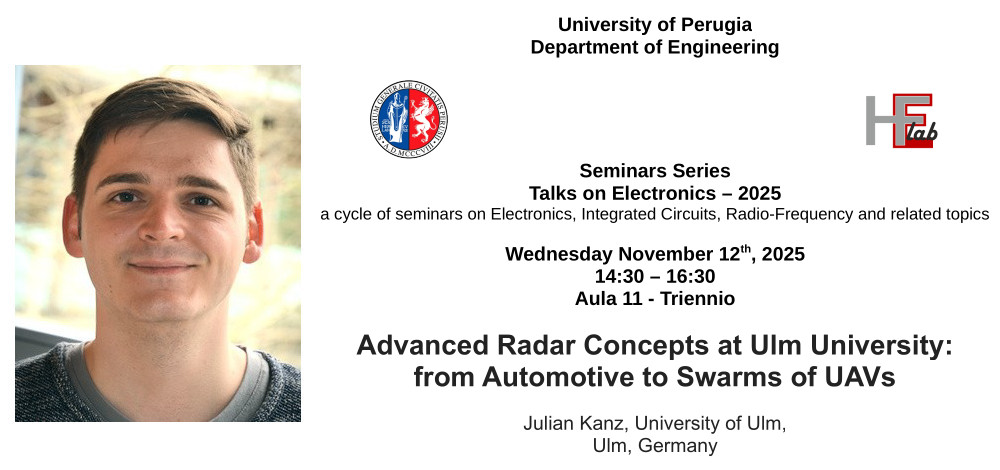 "Advanced Radar Concepts at Ulm University: from Automotive to Swarms of UAVs" - Seminario