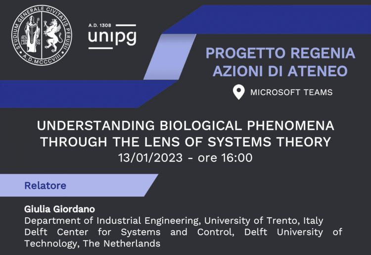 Progetto Regenia: Giulia Giordano - Understanding biological phenomena through the lens of systems theory - 13.1.2023
